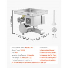 VEVOR Commercial Electric Meat Grinder Slicer 4.99 kg/Min Sausage Stuffer Maker