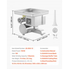 Commercial Electric Meat Grinder Slicer 11 Lbs/Min Sausage Stuffer Maker Kitchen