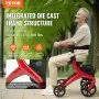 VEVOR Folding Rollator Walker for Seniors and Adults, Lightweight Aluminum Rolling Walker with Seat and Adjustable Handle, 4-Wheel Outdoor Mobility Walker with Spacious Storage Bag, 300LBS Capacity