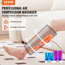 VEVOR Leg Massager with Heat, Air Compression Calf Massager with 3 Modes & 3 Intensities, 2 Heating Levels, Calf Wraps Massager with Handheld Controller for Leg Circulation and Swelling Pain Relief