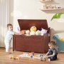 VEVOR Wooden Toy Chest for Kids, Toddler Toy Storage Box with Flip-Top Lid and Safety Hinge, 32.68 x 17.91 x 24.02" Large Kids Storage Bench for Playroom, Bedroom, Living Room or Entryway, Cherry