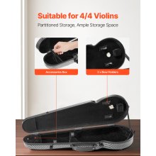 Portable Composite Carbon Fiber 4/4 Full Size Violin Case Black Carrying Bag