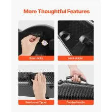 Portable Composite Carbon Fiber 4/4 Full Size Violin Case Black Carrying Bag