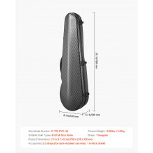 Portable Composite Carbon Fiber 4/4 Full Size Violin Case Black Carrying Bag