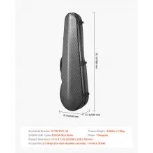 Portable Composite Carbon Fiber 4/4 Full Size Violin Case Black Carrying Bag