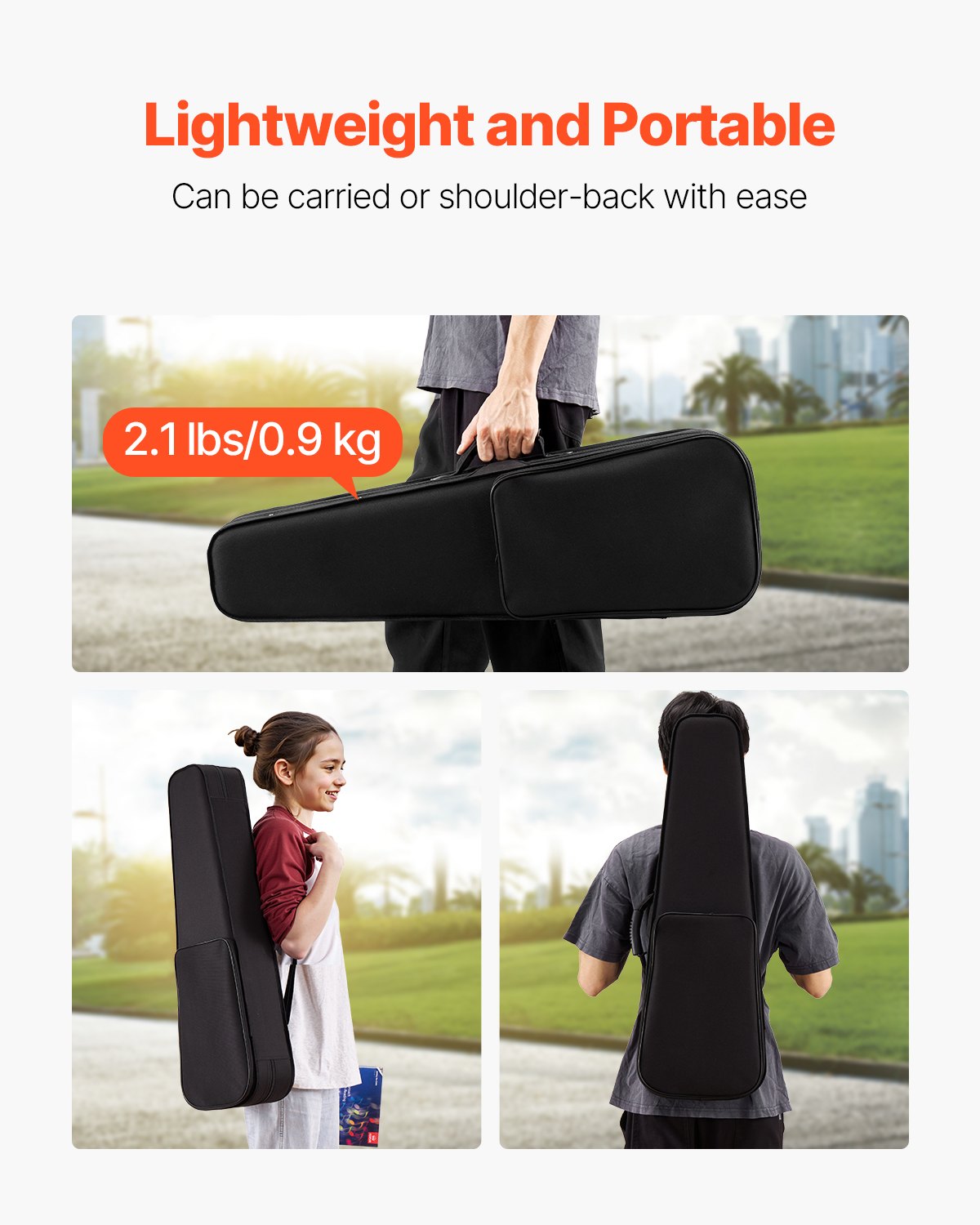 VEVOR 4/4 Full Size Violin Case, Nylon Waterproof, Lightweight Portable Travel Carrying Bag, with Plush Lining, Dual Shoulder Straps, Anti-Scratch, Professional Triangular Shape, for Violin, Black