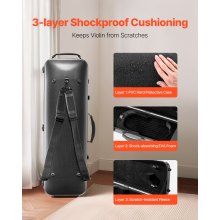 Portable Composite Carbon Fiber 4/4 Full Size Violin Case Oblong Carrying Bag