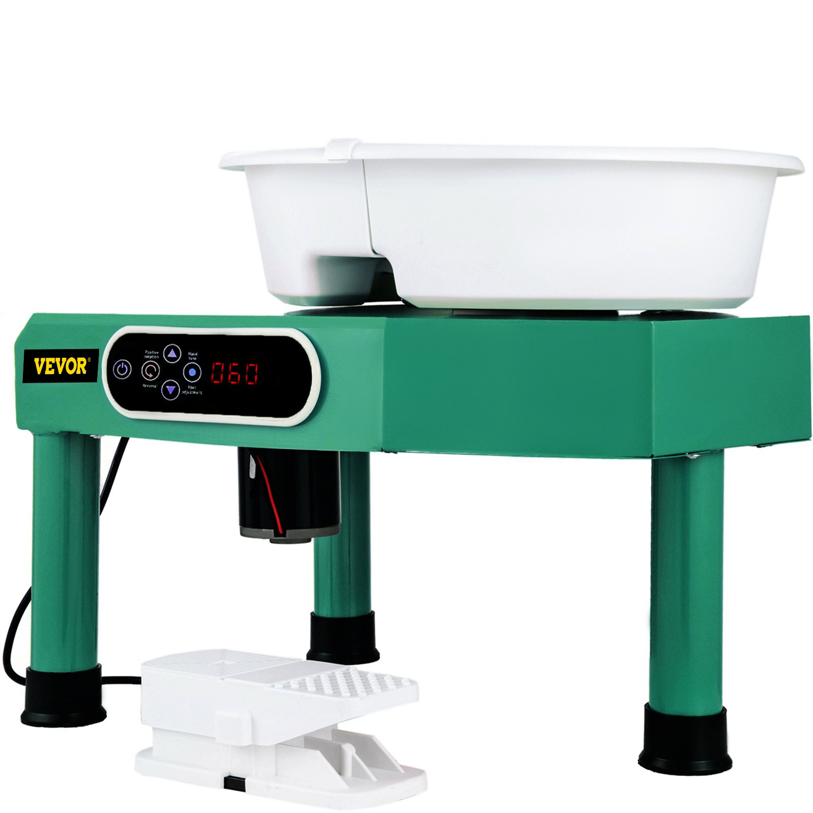 VEVOR Pottery Wheel 9.8\" LCD Touch Screen Pottery Wheel Forming Machine,350W Electric DIY Clay Sculpting Tools with Foot Pedal & Detachable ABS Basin for Adults and Beginners Art Craft (Green)