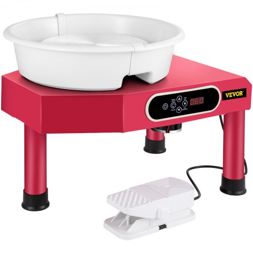 VEVOR Pottery Wheel Ceramic Forming Machine, 9.8" LCD Touch Screen Clay Wheel, 350W Electric DIY Clay Sculpting Tools with Foot Pedal & Detachable ABS Basin for Adults and Beginners Art Craft Pink