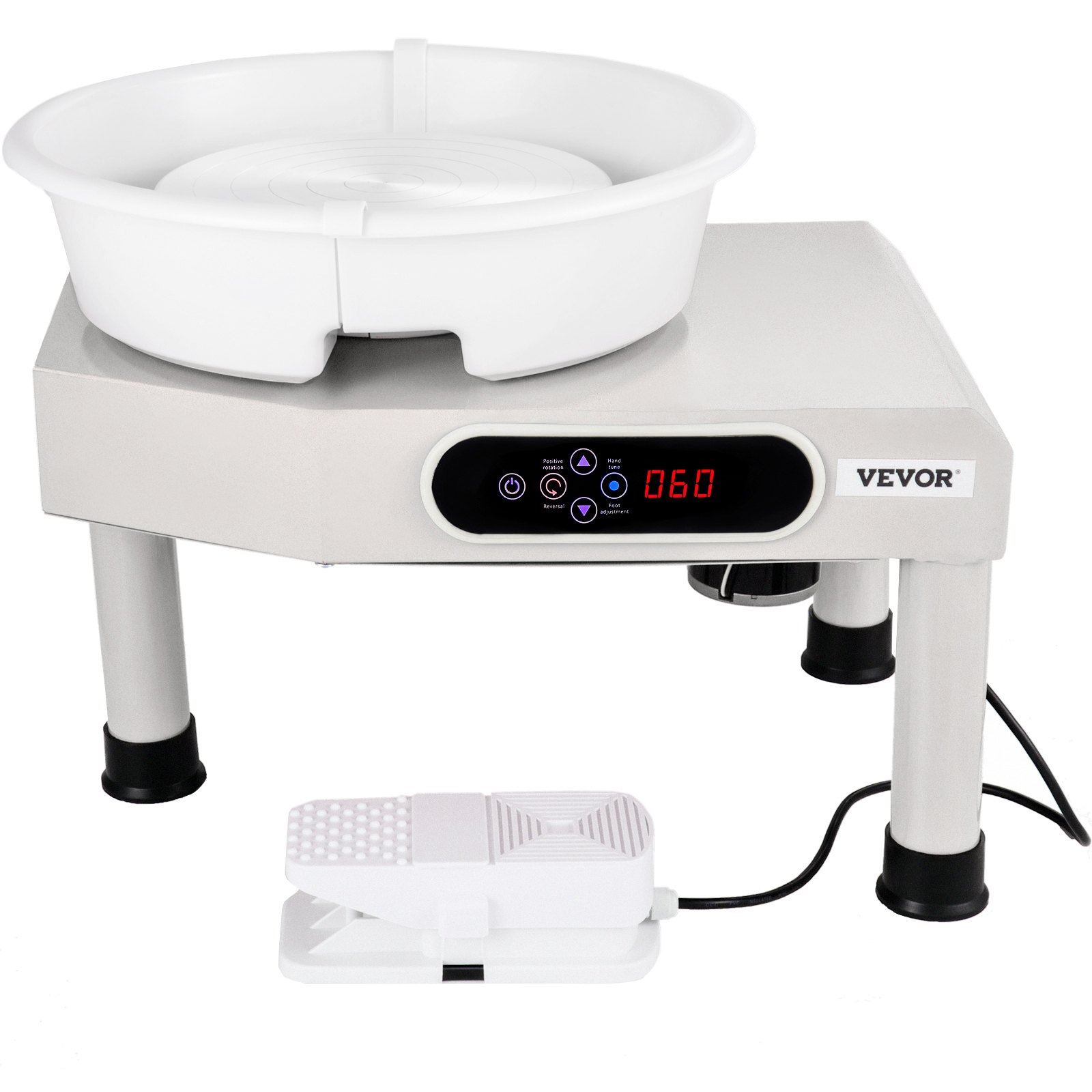 VEVOR Pottery Wheel Ceramic Forming Machine, 9.8" LCD Touch Screen Clay Wheel, 350W Electric DIY Clay Sculpting Tools with Foot Pedal & Detachable ABS Basin for Adults and Beginners Art Craft (Gray)