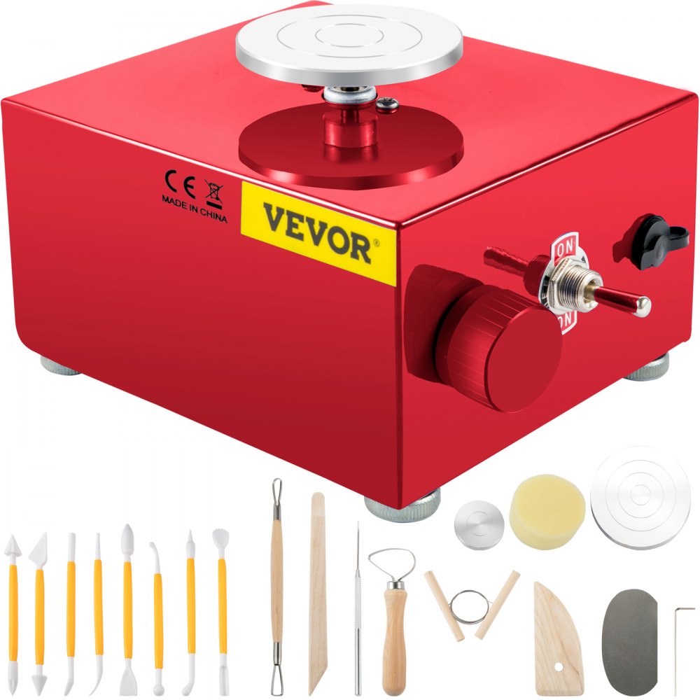 Pottery Wheel Machine, Small Pottery Wheel 100-240V Speed Red for School  Teaching (US Plug)