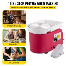 VEVOR Pottery Wheel 11in 0-300 RPM Ceramic Wheel, 350W Adjustable Speed Forming Machine with Sculpting Tools and Apron, Detachable Basin Foot Pedal Control for Art Craft Work and Home DIY Pink