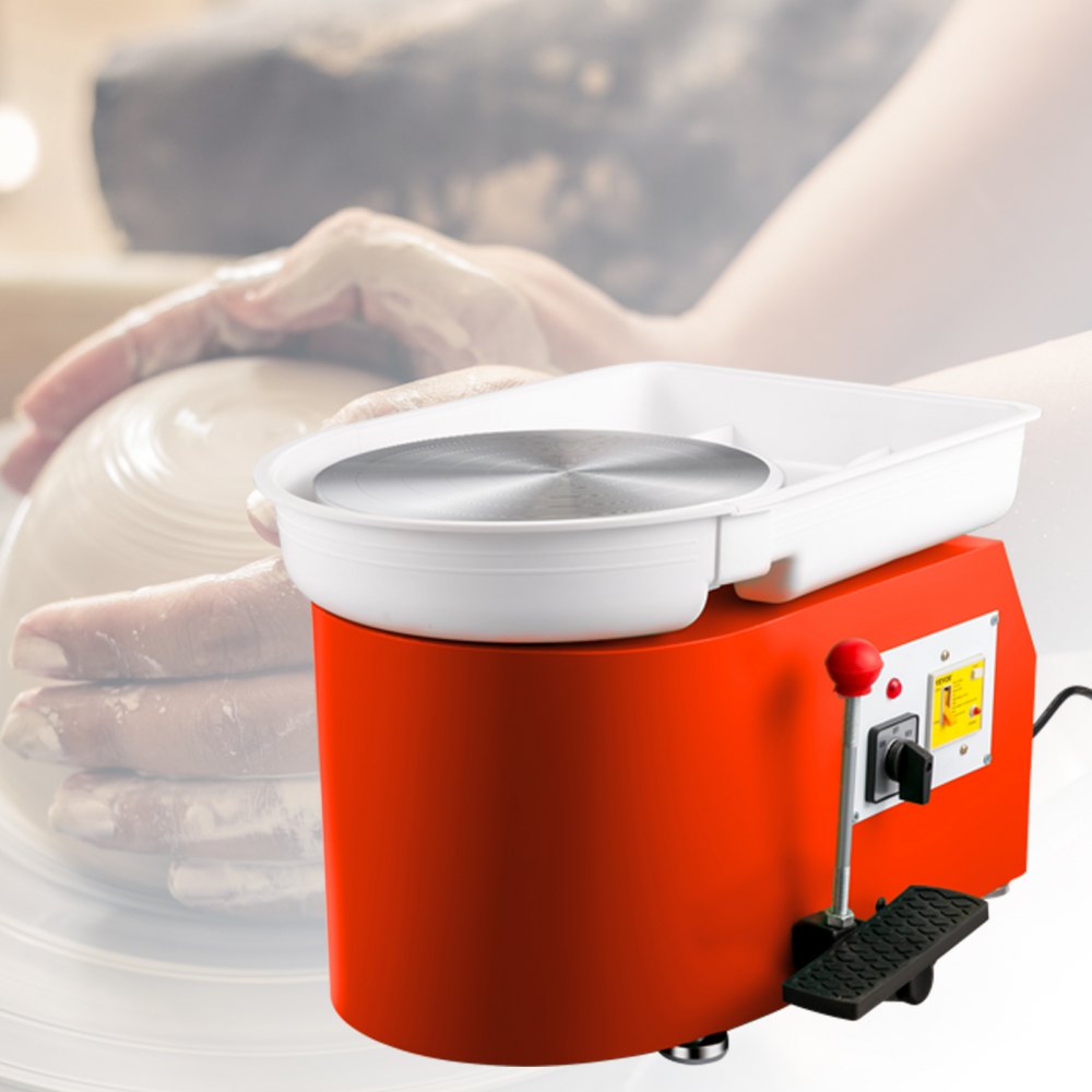VEVOR Pottery Wheel 28cm Pottery Forming Machine 350W Electric Pottery Wheel with Adjustable Feet Lever Pedal DIY Clay Tool with Tray for Ceramic Work Clay Art DIY Clay Orange, 10 Piece