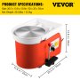 VEVOR Pottery Wheel 28cm Pottery Forming Machine 350W Electric Pottery Wheel with Adjustable Feet Lever Pedal DIY Clay Tool with Tray for Ceramic Work Clay Art DIY Clay Orange, 10 Piece
