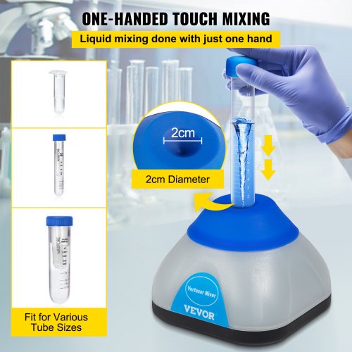 VEVOR Vortex Mixer, 3000RPM Mini Vortex Mixer Shaker, Touch Function Scientific Lab Vortex Shaker, Mix Up to 50ML, 6mm Orbital Diameter for Test Tube, Tattoo Ink, Nail Polish, Eyelash Adhesives, Paint