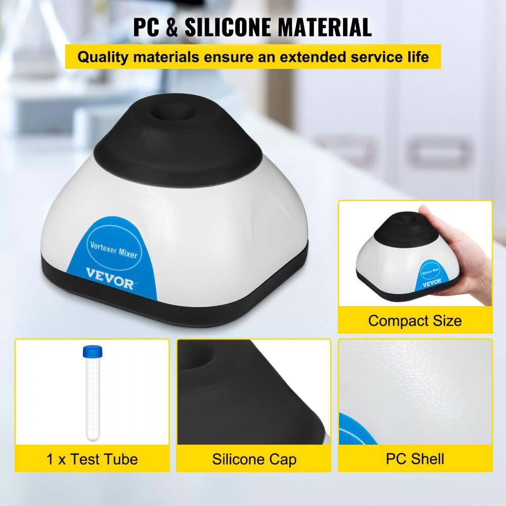 VEVOR Vortex Mixer, 3000RPM Mini Vortex Mixer Shaker, Touch Function Scientific Lab Vortex Shaker, Mix Up to 50ML, 6mm Orbital Diameter for Test Tube, Nail Polish, Eyelash Adhesives, Paint