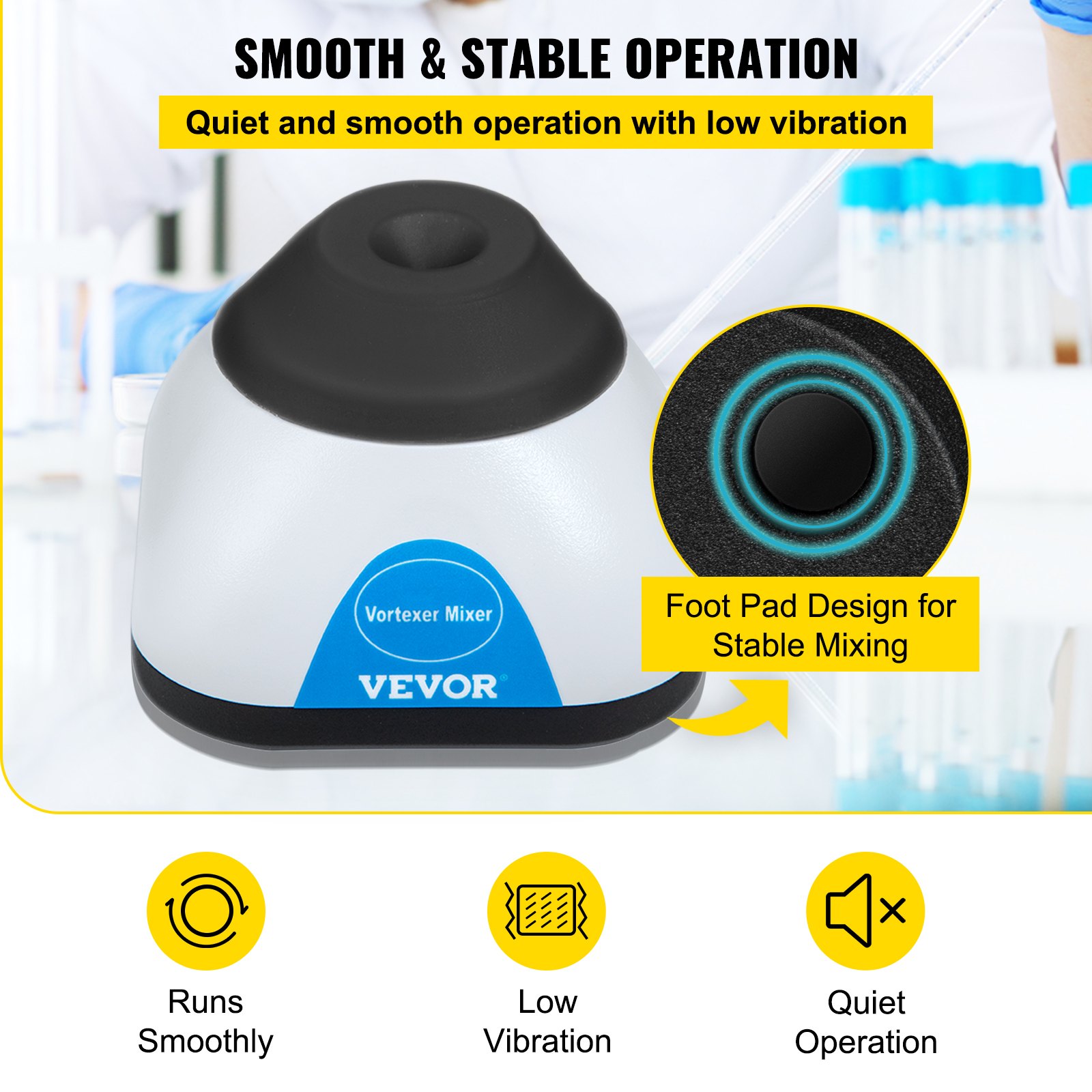 VEVOR Vortex Mixer, 3000RPM Mini Vortex Mixer Shaker, Touch Function Scientific Lab Vortex Shaker, Mix Up to 50ML, 6mm Orbital Diameter for Test Tube, Nail Polish, Eyelash Adhesives, Paint