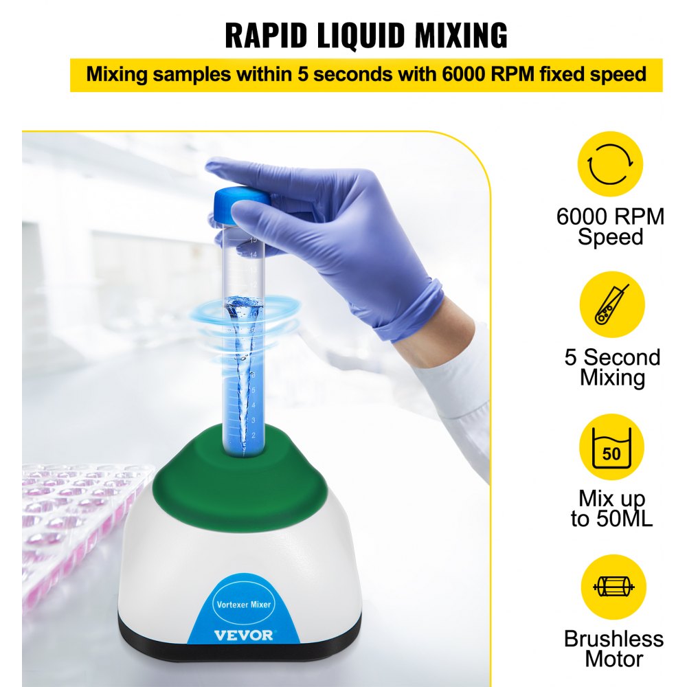 VEVOR Mini Vortex Mixer 6000rpm Lab Touch Mode Paint Mixer Shaker Laboratory