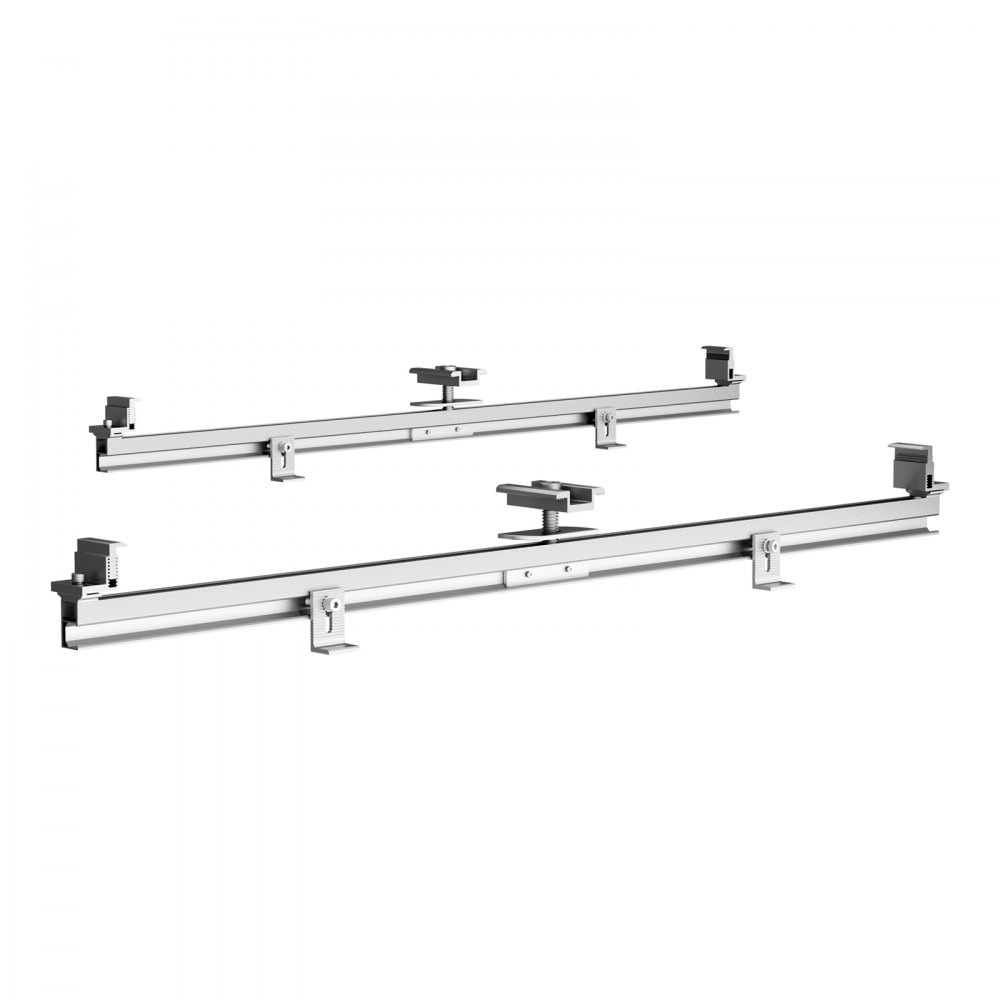 VEVOR Solar Panel Mounting Brackets, Solar Panel Mount Kit with 4 x 30" Aluminum Rails, 4 End Clamps and 2 Mild Clamps, Solar Panel Mount Brackets for Metal Roof, Concrete Roof, Wood Roof, Tile Roof