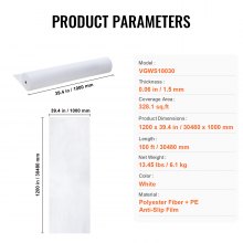 VEVOR Carpet Protection Film, 39" x 100' Floor and Surface Shield, Easy to Cut Simple Installation, Fiber Fabric Car Mat Protection Film Roll for Construction & Renovation,White