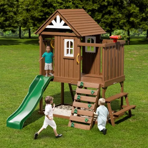 Slide Scenic Heights Wooden Playhouse With Slide Wooden Playhouses
