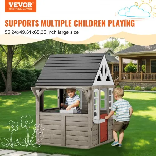 Dobar® 94810FSCe – Cabane De Jeu En Bois Massif Avec Jardinières, Fenêtre Et Toit Résistant – Pour 2 Enfants Dès 18 Mois