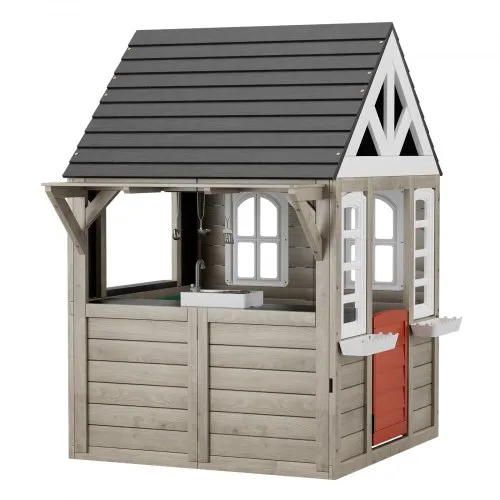 dobar® 94810FSCe - Maison de Jeu avec jardinières - Maison de Jeu pour Enfant en Bois Massif - avec fenêtre - Résistante aux intempéries - Hauteur