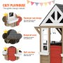 VEVOR Outdoor Wooden Playhouse Kids Garden Games Cottage with Door Window Sink