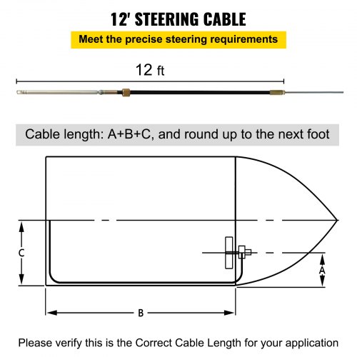 VEVOR Outboard Steering System Kit, 15' Boat Steering Cable, Standard 3/4" Tapered Shaft, Alloy Marine