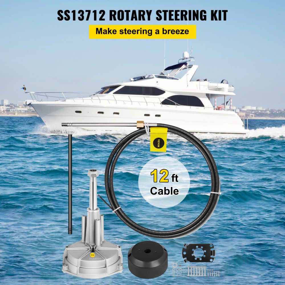 Outboard Boat Steering With 12' Steering Cable Marine Steering System 3/4''  Shaft