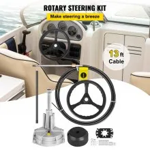 VEVOR Outboard Steering System 13\' Outboard Rotary Steering System 13 Feet Boat Steering Cable with 13\" Wheel Durable Marine Steering System