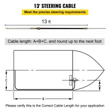 VEVOR Outboard Steering System 13\' Outboard Rotary Steering System 13 Feet Boat Steering Cable with 13\" Wheel Durable Marine Steering System
