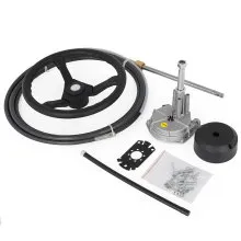 VEVOR Outboard Steering System 13\' Outboard Rotary Steering System 13 Feet Boat Steering Cable with 13\" Wheel Durable Marine Steering System