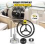 VEVOR Outboard Steering System Kit, 14' Boat Steering Cable, Standard 3/4" Tapered Shaft, 13.5" Steering Wheel, Alloy Marine Steering System, for Yachts, for Yachts, Fishing Boats, And Others