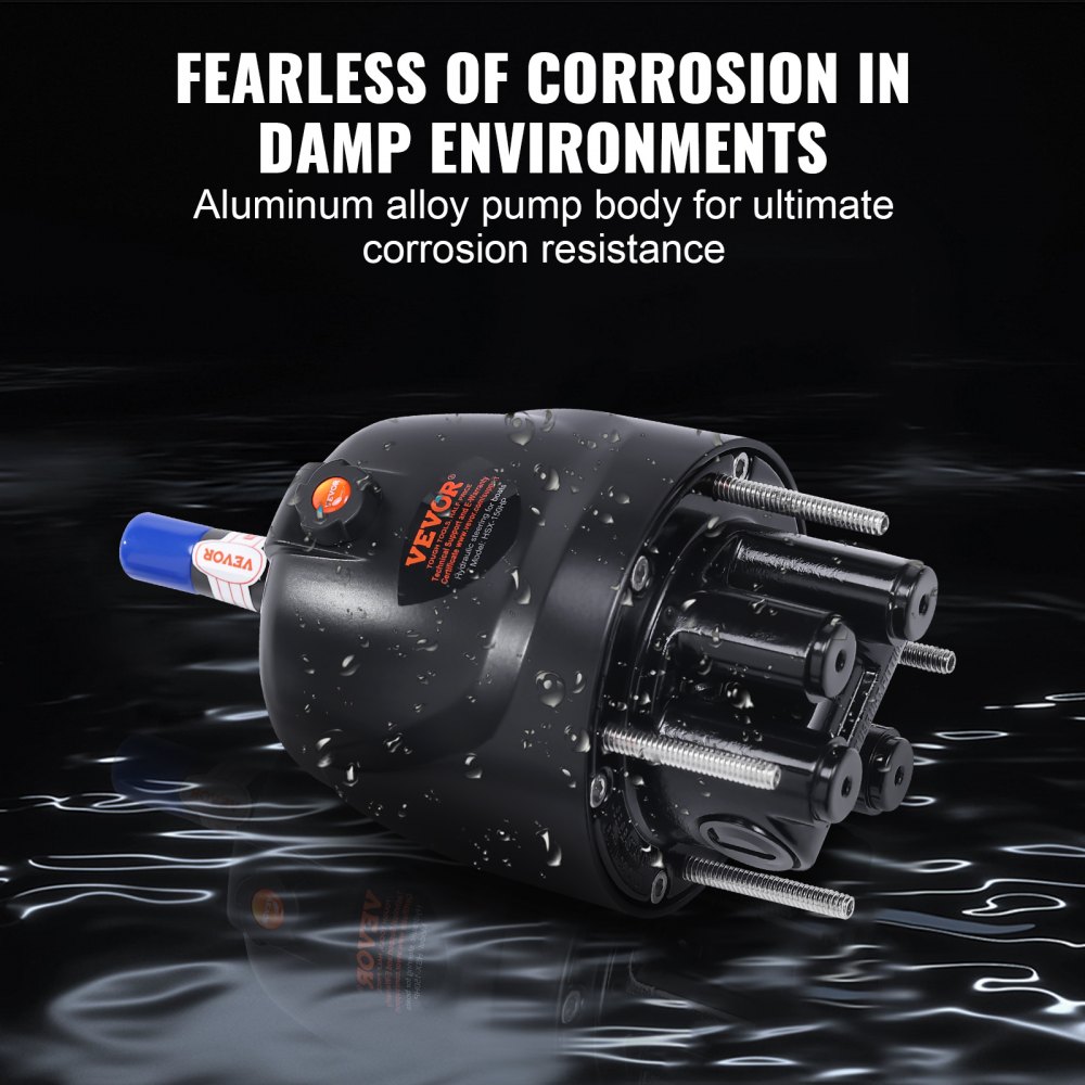 VEVOR Hydraulic Outboard Steering Pump, 1.4 Cubic Inches, 150HP Front Mount Hydraulic Helm Pump with Two-Way Lock Cylinder Stainless Steel ORB Fittings, for Single Station Single-Engine Boats