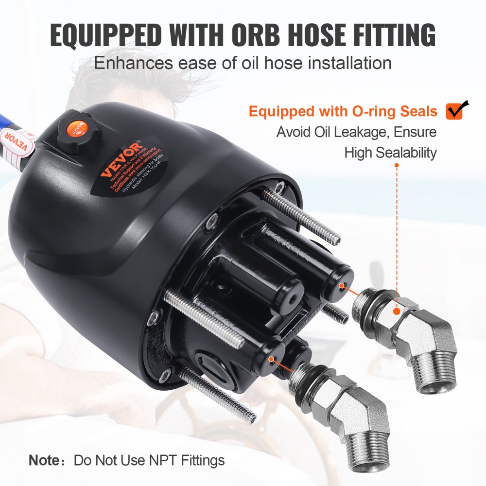 VEVOR 150HP Helm Hydraulic Outboard Steering Pump HH4314-3 Hydraulic Marine Steering Helm HH4314-3