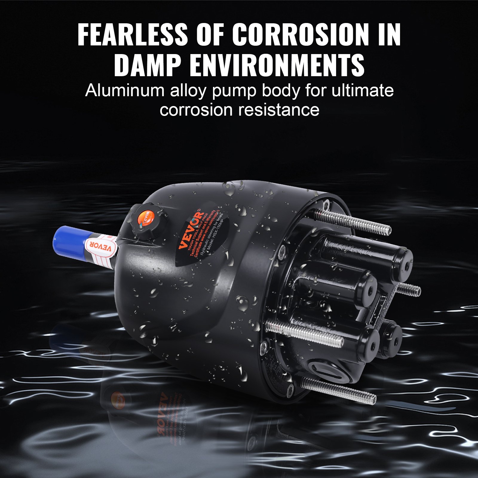 VEVOR Hydraulic Outboard Steering Pump, 1.4 Cubic Inches, 150HP Front Mount Hydraulic Helm Pump with Two-Way Lock Cylinder Stainless Steel ORB Fittings, for Single Station Single-Engine Boats