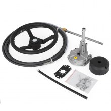 VEVOR Outboard Steering System SS13715 Safe-T Quick Connect Rotary Steering System 15' Steering Cable With 13" Wheel Durable Marine Steering System
