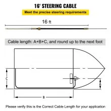 VEVOR Outboard Steering Kit 16' Boat Steering Cables 16 Feet Boat Steering System 3/4'' Shaft for Boats