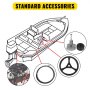VEVOR Boat Steering Cable 8f eet Quick Connect Rotary Steering System 8' Outboard Steering Cable with 13'' Boat Wheel