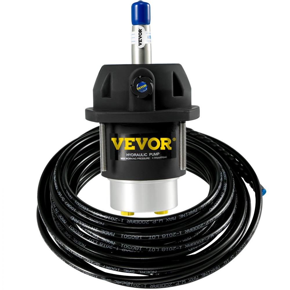 VEVOR Hydraulic Outboard Steering Kit, 90HP, Marine Boat Hydraulic Steering System, with Helm Pump Two-Way Lock Cylinder and 20 Feet Hydraulic Steering Hose, for Single Station Single-Engine Boats