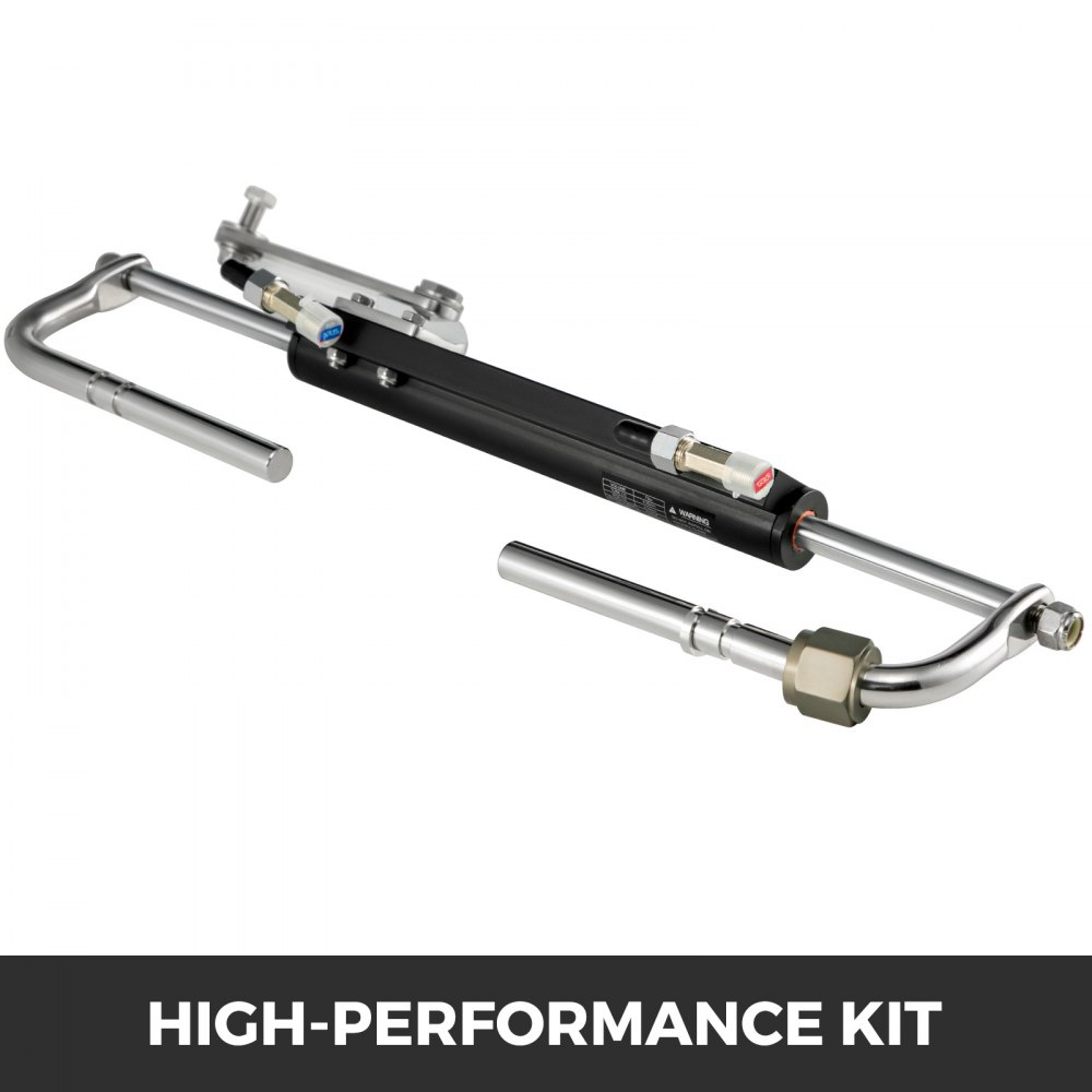 VEVOR Hydraulic Outboard Steering Kit, 90HP, Marine Boat Hydraulic Steering System, with Helm Pump Two-Way Lock Cylinder and 20 Feet Hydraulic Steering Hose, for Single Station Single-Engine Boats