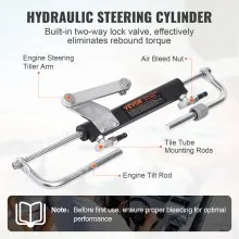 VEVOR Hydraulic Outboard Steering Kit, 90HP, Marine Boat Hydraulic Steering System, with Helm Pump Two-Way Lock Cylinder and 20 Feet Hydraulic Steering Hose, for Single Station Single-Engine Boats