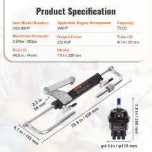 VEVOR Hydraulic Outboard Steering Kit, 90HP, Marine Boat Hydraulic Steering System, with Helm Pump Two-Way Lock Cylinder and 20 Feet Hydraulic Steering Hose, for Single Station Single-Engine Boats
