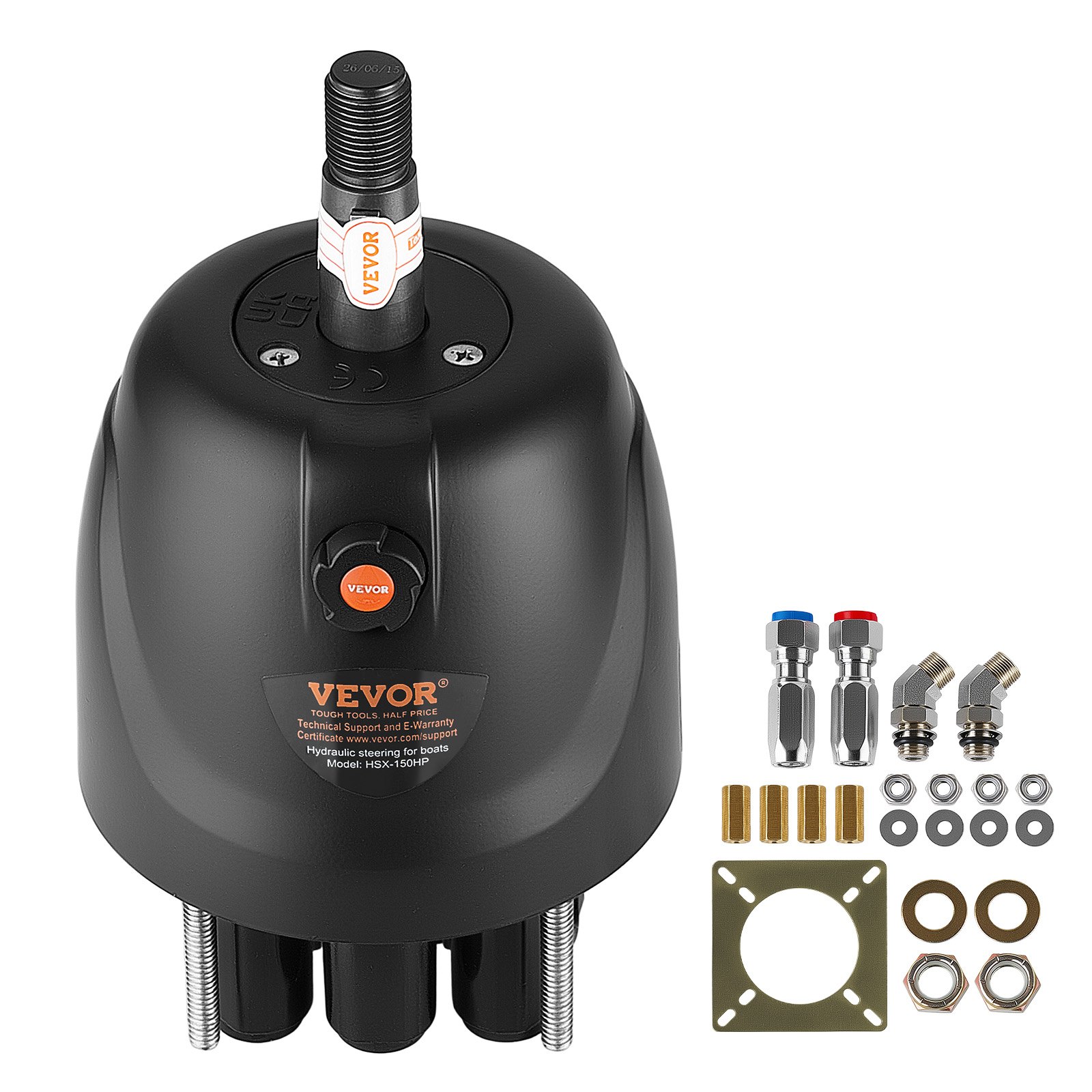 VEVOR Hydraulic Steering Helm Pump 150 HP Outboard Hydraulic Pump for Boats, Marine Boat Steering System, 2.5 MPa Max Work Pressure, Aluminum Alloy Housing, Built-in Lock Valve, Replaceable Shaft Seal