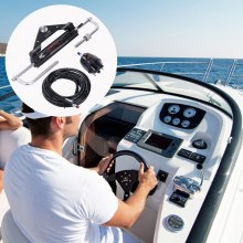 VEVOR Hydraulic Outboard Steering Kit, 150HP, marinbåtshydrauliskt styrsystem, med rorpump tvåvägslåscylinder och 26 fot hydraulisk styrslang, för enkelstations enmotoriga båtar