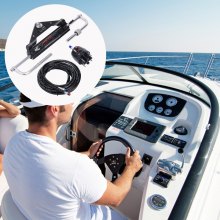 VEVOR Hydraulic Outboard Steering Kit, 150HP, Marine Boat Hydraulic Steering System, med rorpumpe to-vejs låsecylinder og 24 fod hydraulisk styreslange, til single-station enmotors både