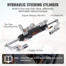 VEVOR Hydraulic Outboard Steering Kit, 300HP, Marine Boat Hydraulic Steering System, with Helm Pump Two-Way Lock Cylinder and 26 Feet Hydraulic Steering Hose, for Single Station Single-Engine Boats