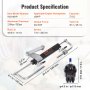 VEVOR hydraulic outboard steering kit specifications: max pressure 2.5mpa, output force 232kgf, stroke 7.9".