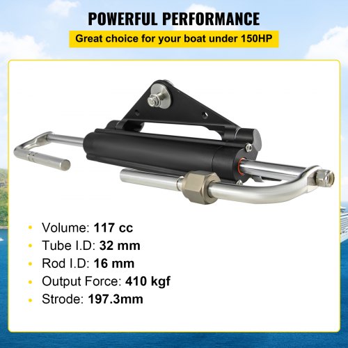 VEVOR Hydraulic Steering Cylinder HC4645H Front Mount Hydraulic Outboard Marine Steering Cylinder Suit for Up to 150HP Boats Steering